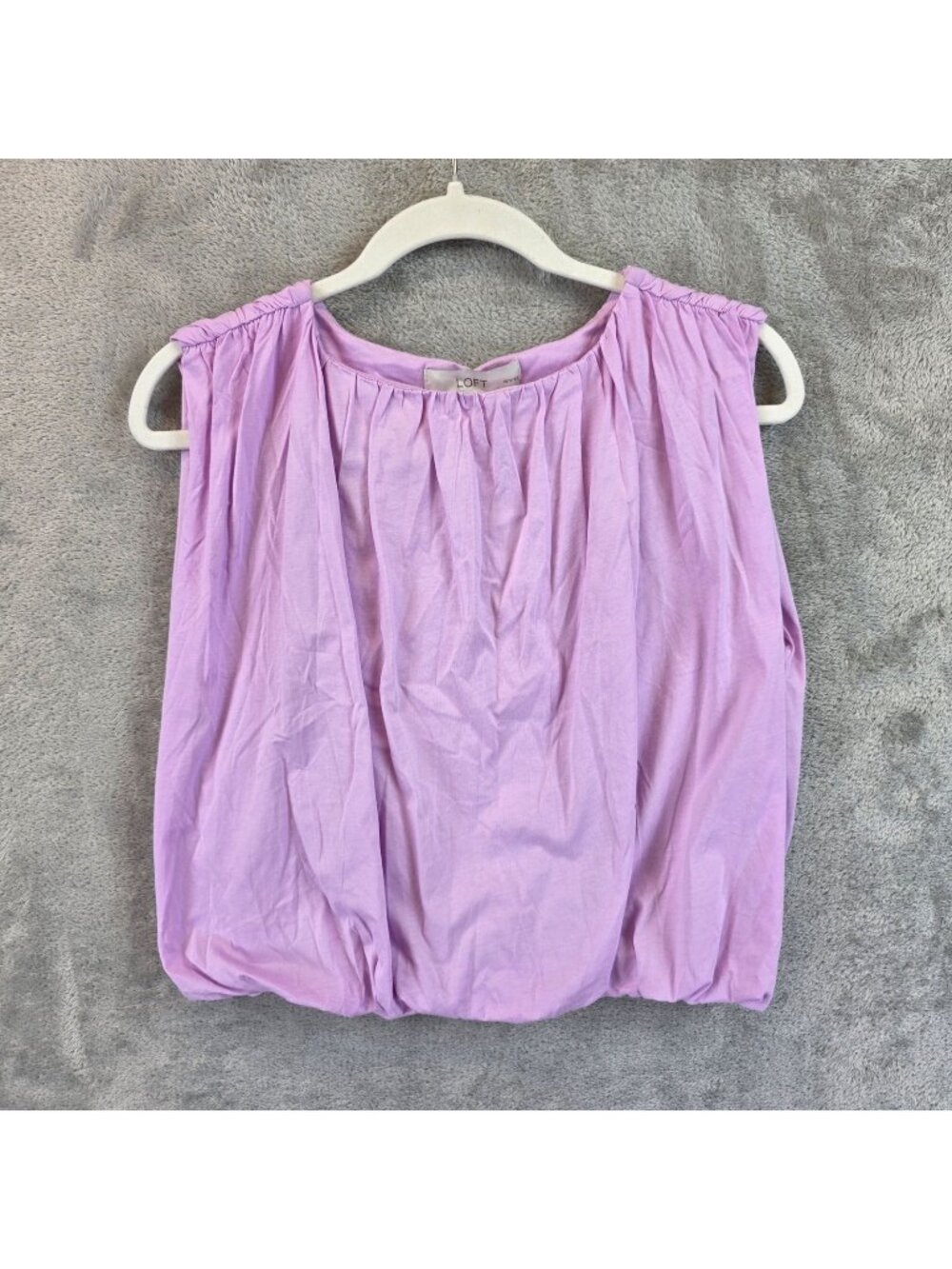 LOFT Top Womens PM Purple Cotton Pleated Bubble Hem Sleeveless Summer Casual